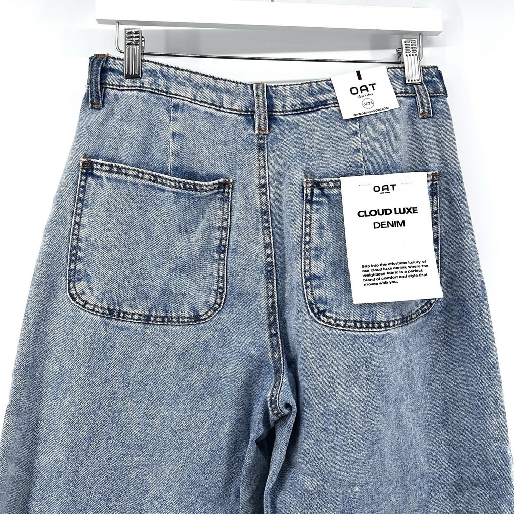 Wide Leg Jeans Light Wash High Rise Baggy Minimalist‎ Model Off Duty Denim 6/28 - Picture 5 of 16